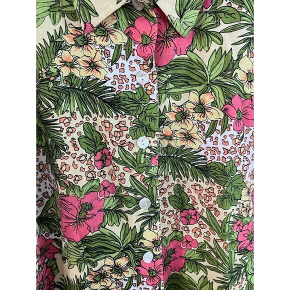 Shenanigans Floral Knit Top Size PXL Coastal Grandmother, Tropical, Boho Chic - Picture 3 of 6